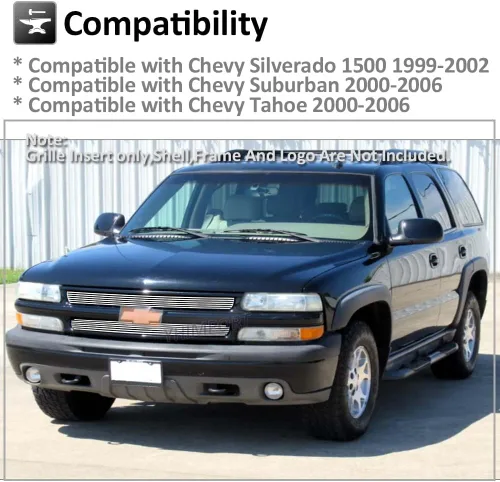 Vista 2 de Parrilla frontal cromada para Chevy Silverado 1999-2002 1500/2000-2006 Chevy Suburban Tahoe aluminio Billet rejilla pulido (2 piezas)