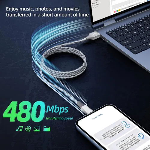 Vista 3 de Cargador para iPhone paquete de 3, 10 pies, cable Lightning largo certificado MFi de Apple, carga rápida, sincronización de datos de alta velocidad