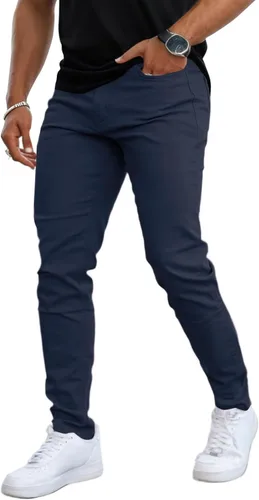 Vista 9 de GINGTTO Skinny Jeans Hombre Slim Fit Stretch Pierna cónica 28/30/ 32 in Beige