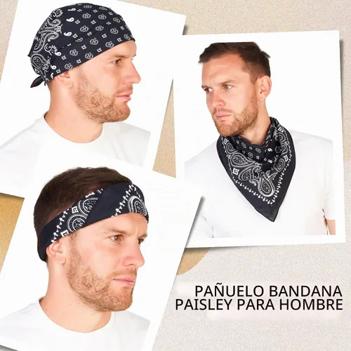 Vista 5 de Bandana de algodón de alta calidad para hombres y mujeres - Pañuelo para el Negro