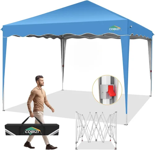 Vista 37 de COBIZI Tienda de campaña desplegable de 6.6 x 6.6 pies, toldo resistente, fácil de instalar, impermeable, para exteriores, fiestas, playa, jardín
