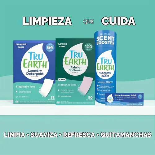 Vista 9 de Tru Earth Detergente seco compacto para ropa, sin perfume, hasta 64 cargas (32 hojas), detergente sin líquido, viajes. El embalaje puede variar