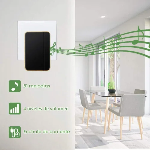 Vista 4 de 【No requiere batería】 Timbre inalámbrico impermeable, kit de timbre de puerta AURTEC con 2 transmisores autoalimentados y 1 enchufe de presión, 51