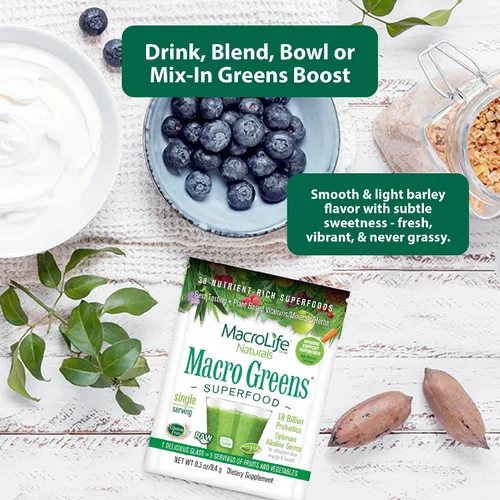 Vista 10 de MacroLife Naturals Macro Greens Powder 38 Superfood probiótico, antioxidante, enzima y suplemento herbal, inmunidad natural, energía