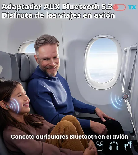 Vista 2 de KAIY Airplane - Adaptador Bluetooth para auriculares AirPods Bluetooth Transmitter for TV, 3.5mm Bluetooth Audio Adapter for Car Hands-Free