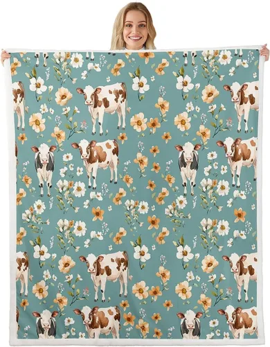 Vista 8 de Erosebridal Rooster Fleece Throw Blanket 40"x50" for Bedroom Living Rooms Sofa Couch,Chicken Farmhouse Sherpa Blanket,Wildflower Fuzzy Plush