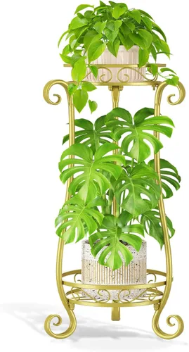 Vista 16 de LASZOLA 3 Tiers Metal Corner Plant Flower Stand Tall Indoor Outdoor, Bronze Bronce