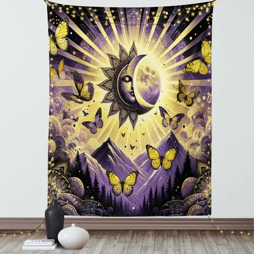 Vista 3 de Ambesonne colección de decoración del hogar, tapices de pared para recámara, sala de estar, recámara, multicolor 2-Verde oscuro Arena Marrón