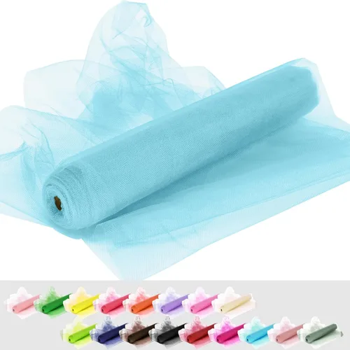 Vista 49 de Rollos de tela de tul, 54 pulgadas por 10 yardas (30 pies), cinta de tul para decoración de fiestas de boda, rollo de tela transparente en bobina