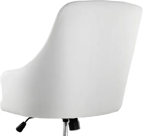 Vista 6 de Elama Silla de oficina ajustable de piel sintética en color blanco con acabado cromado