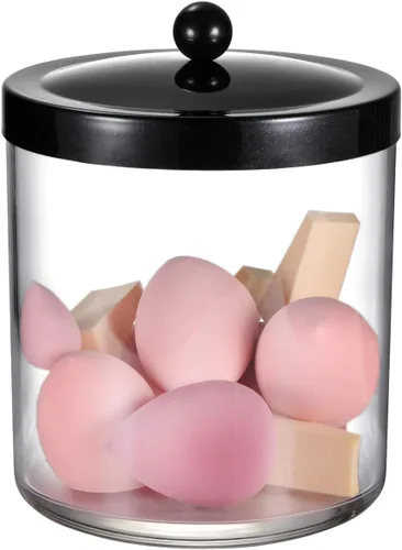 Vista 3 de SheeChung Tarro de Boticario Premium - Recipiente Contenedor Grande de Plástico Transparente de 50 Oz. con Tapa de Acero Inoxidable a Prueba