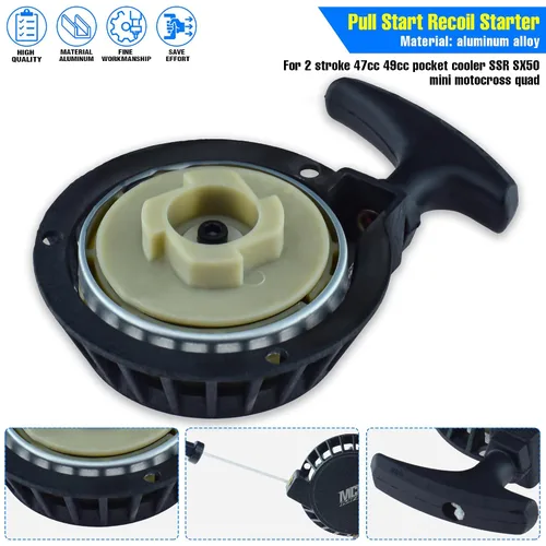 Vista 3 de Arrancador de retroceso de fácil tracción para 2 tiempos 47 cc 49 cc Pocket Bike Coolster SSR SX50 Mini Moto ATV Quad Pit Dirt Bike de 4 ruedas