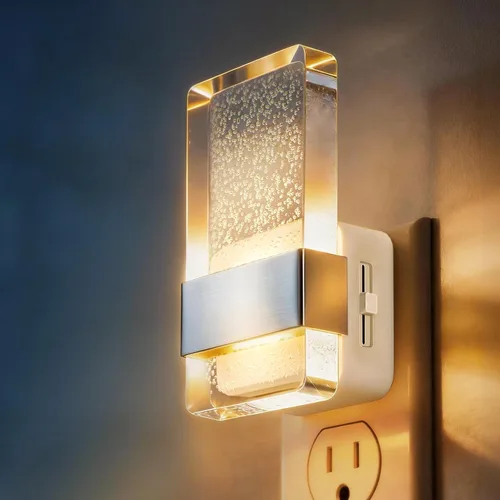 Vista 8 de DORESshop Luces nocturnas LED enchufables a la pared, luz nocturna regulable de 3 niveles, luz nocturna decorativa de burbujas, sensor de atardecer