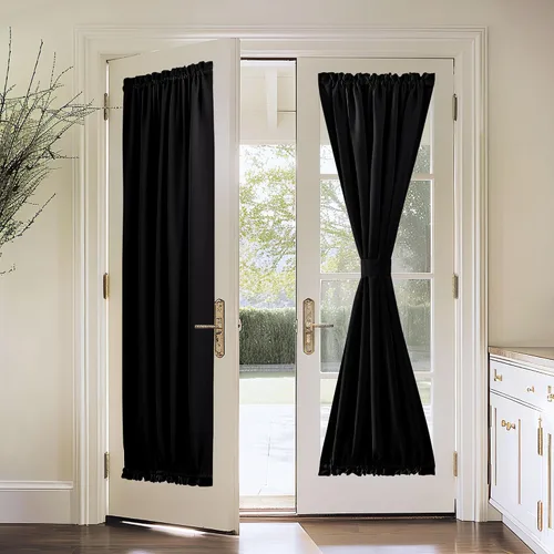 Vista 19 de PONY DANCE Persianas para puertas – Paneles opacos para tratamiento de ventanas, cortinas sólidas de alta resistencia con bolsillo para barra