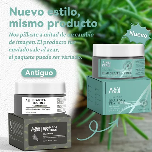 Vista 8 de ANAI RUI Máscara de barro del mar muerto con aceite de árbol de té y ácido salicílico, carbón, removedor de puntos negros, limpiador de poros, ideal