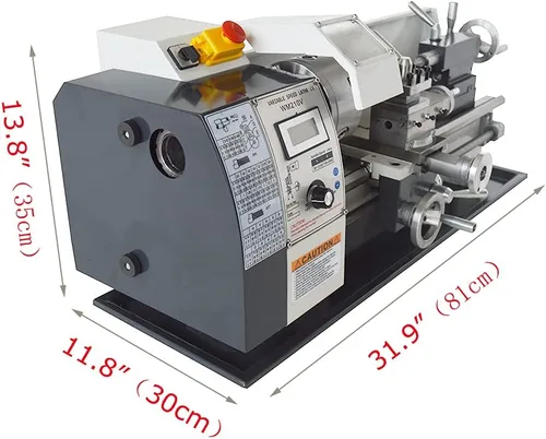 Vista 3 de Torno de metal de sobremesa de 8 "* 16", torno de metal de precisión de roscas de pulgadas, mini torno 900W motor sin escobillas, velocidad variable