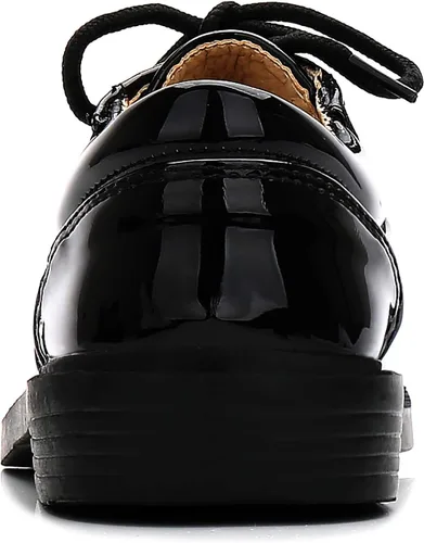 Vista 4 de Zapatos de esmoquin brillantes para niños, zapatos Oxford de vestir de charol para niños