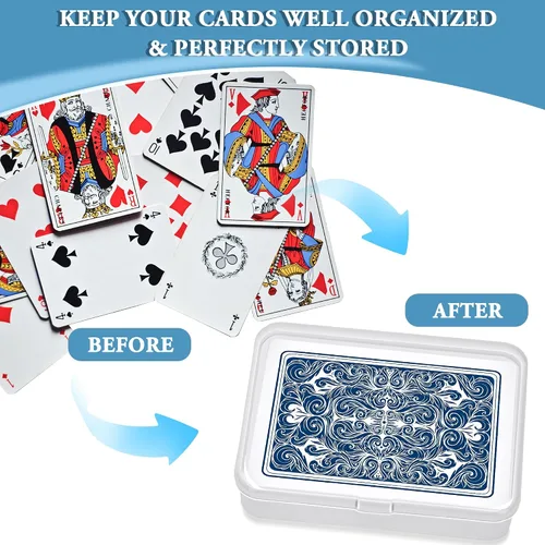 Vista 6 de Kitoyz Juego de cartas de plástico transparente, caja de almacenamiento de tarjetas de acrílico compatible con fundas coleccionables para tarjetas