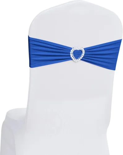 Vista 14 de Paquete de 30 cintas elásticas Howhic de elastano para sillas con lazos, banda de cubierta de silla con hebilla deslizante, lazos elásticos