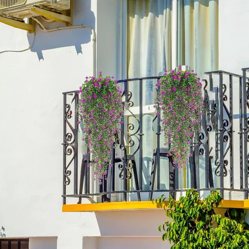 Vista 5 de Toprooms Plantas colgantes falsas, plantas colgantes artificiales, plantas falsas, hiedra sintética, enredadera, plantas colgantes de pared, estante