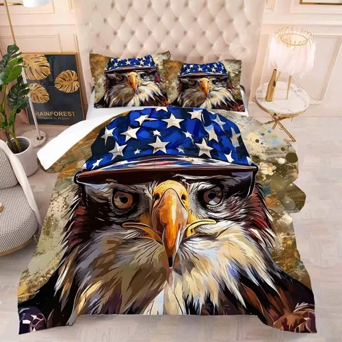 Vista 59 de kxry Juego de edredón de 250 años de Estados Unidos, tamaño individual, ropa de cama vintage de estatua de la libertad y bandera estadounidense