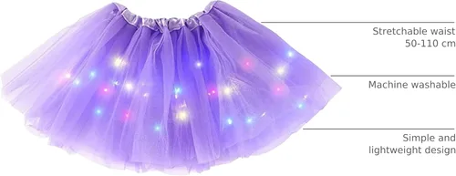 Vista 15 de Faldas de tutú LED para mujer, falda de tul con capas para baile de ballet, faldas iluminadas para disfraz de fiesta