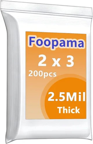 Vista 14 de 200 bolsas de plástico con cierre de polietileno con cierre de 2.5 mil de grosor de 1 x 1 pulgada de grosor Foopama Heavy Duty Mini Plastic Seal