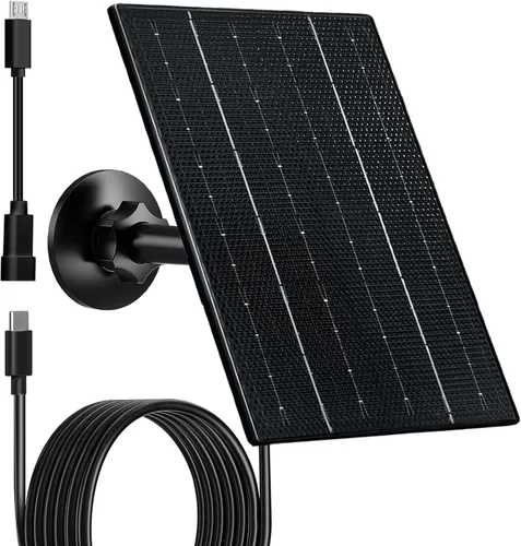 Vista 8 de FUTUREZEN Panel solar de 4 W para cámara de seguridad, cargador solar tipo C/micro USB para cámaras de batería recargable, impermeable IP66, soporte
