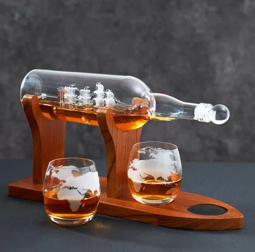 Vista 5 de Jillmo - Juego de decantador de whisky, 33.8 fl oz, con 2 vasos