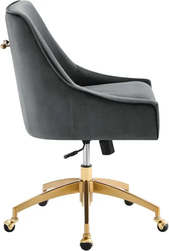 Vista 4 de Modway Discern Performance - Silla de oficina giratoria de terciopelo en color gris