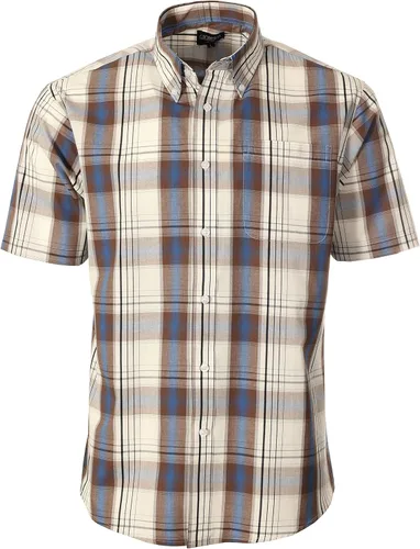 Vista 7 de Gioberti Men's Casual Plaid Button Down Short Sleeve Shirt 1162 - Royal / Negro / Gris