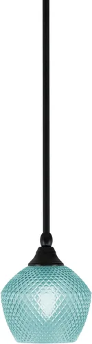 Vista 55 de Toltec Lighting Tallo Colgado Mini colgante, acabado de cobre negro, 3.5" cuadrado humo burbuja vidrio