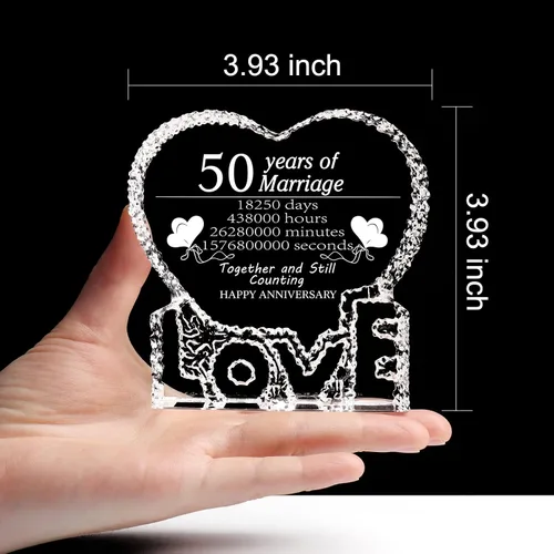 Vista 6 de ZHSHWAT Regalos de cristal para aniversario de boda, 50 aniversario de boda, San Valentín, regalos de la madre para mujeres, hombres, mamá, papá
