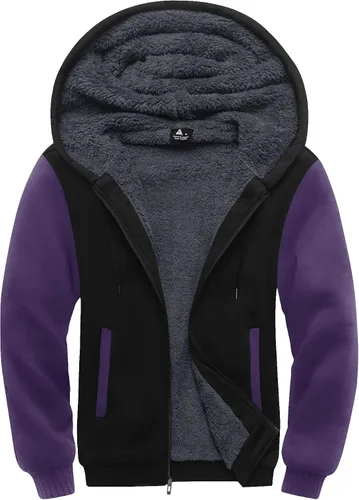Vista 54 de SCODI Sudaderas con capucha para hombre, forro polar pesado, cremallera completa, forro de sherpa grueso, chaqueta con capucha