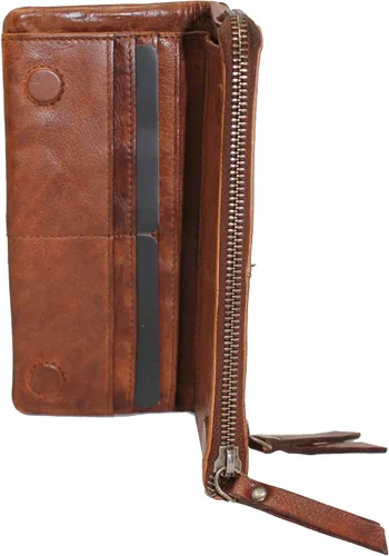 Vista 4 de Latico Cartera de cuero Andi para mujer, hecha a mano con cremallera, teléfono, facturas, identificación, tarjetero y organizador bolso clásico