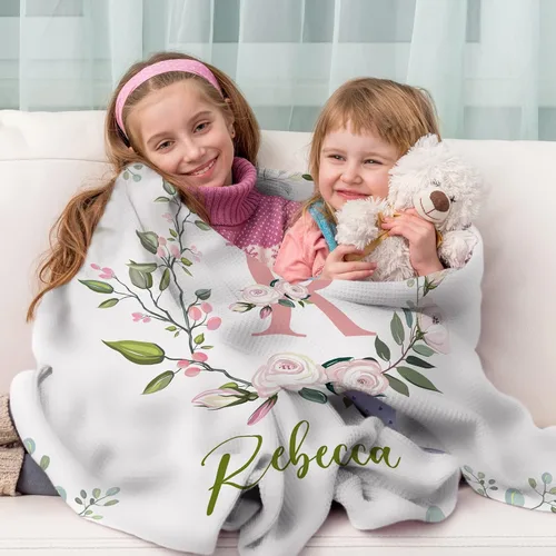 Vista 5 de Manta de bebé personalizada para niñas con nombre, manta de bebé personalizada con nombre, manta de envoltura floral para recién nacidos, niños