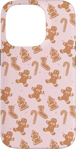 Vista 17 de iPhone 16 Pink Gingerbread Cookie Christmas with Polka Dots Case
