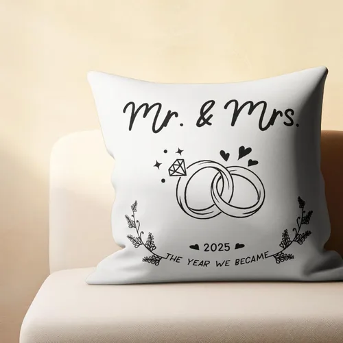 Vista 5 de Mr and Mrs - Fundas de almohada para regalos de boda de 18 x 18 pulgadas, regalos de boda para parejas 2025, recién casados, novios, regalos