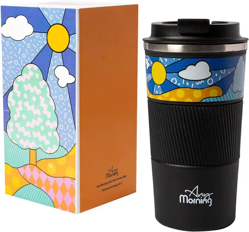 Vista 5 de Any Morning Vaso de café de acero inoxidable, 16 oz, negro