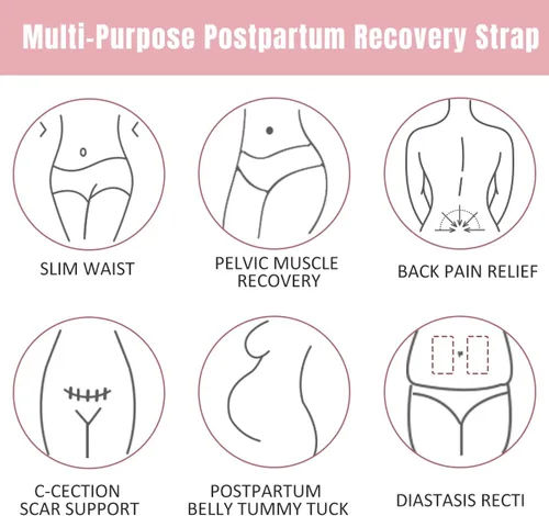 Vista 4 de 3 In 1 Postpartum Belly Band Wrap - Abdominal Binder Post Surgery C Section Compression Girdle Belt
