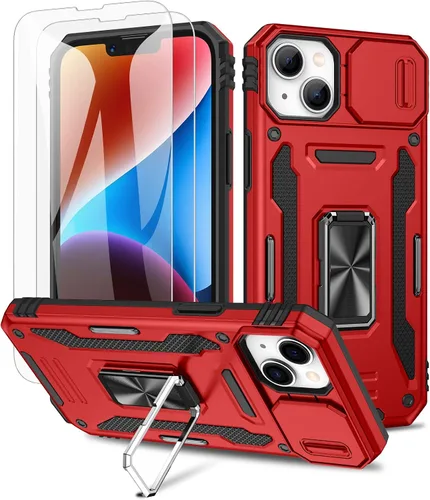 Vista 13 de Maxdara Funda para iPhone 14 Pro Max, con cubierta deslizante para cámara y soporte giratorio de 360° integrado y protector de pantalla de vidrio