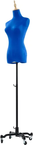 Vista 2 de Maniquí de costura femenino, forma de vestido para exhibición y diseño a medida, torso ajustable en altura con base móvil de metal