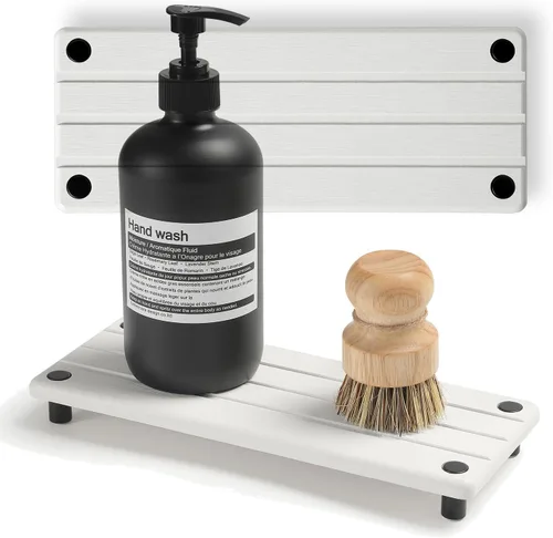 Vista 11 de Organizador de Fregadero de Cocina, Bandeja de Piedra Absorbente de Agua para Fregadero, Bandeja de Encimera de Baño de Diatomita, Protector