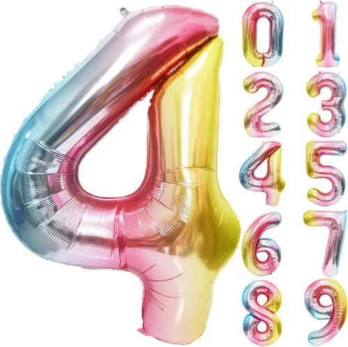 Vista 60 de Globos gigantes de números negros de 40 pulgadas, globos de aluminio de Mylar con helio para cumpleaños, globo número 0 para decoración de fiestas