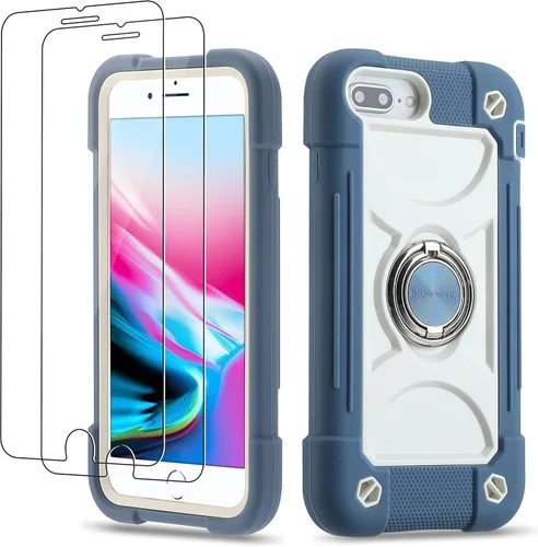 Vista 99 de Funda para iPhone Se3/iPhone Se2, iPhone 6/6S, iPhone 7/iPhone 8 de 4.7 pulgadas con soporte de anillo, con 2 protectores de pantalla resistentes