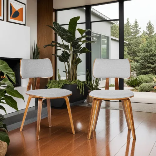 Vista 19 de Armen Living Jaguar Silla de comedor en tela de carbón y acabado de madera de nogal, acabado carbón/nogal, 20 pulgadas de profundidad x 18 pulgadas