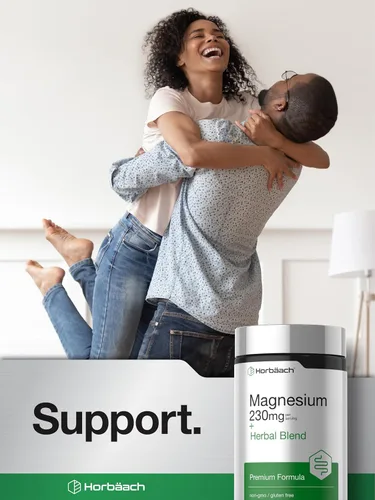 Vista 6 de Horbaach Magnesio 230mg Mezcla de hierbas Plus 200 cápsulas veganas Limpieza suave Suplemento sin OMG y sin gluten