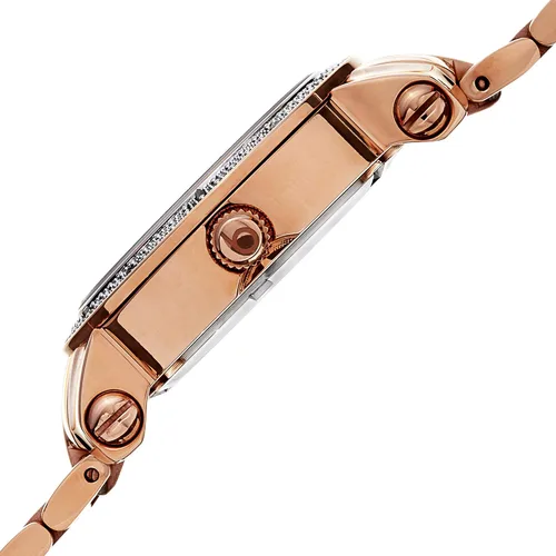 Vista 3 de Burgi BUR091 - Reloj de pulsera de acero inoxidable con esfera de diamantes para mujer