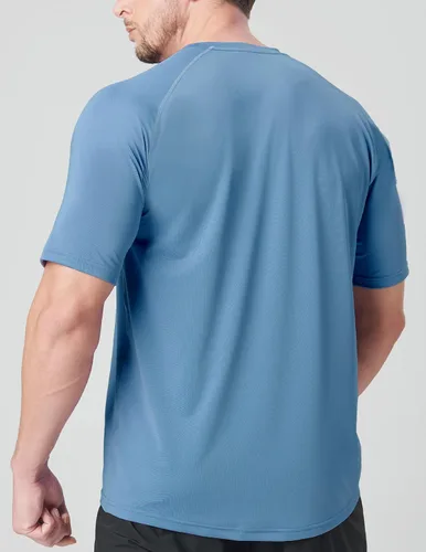 Vista 4 de Paquete de 5 camisetas de manga corta, con cuello redondo y de secado rápido para hombre, camisetas deportivas para correr, entrenar o ir al gimnasio