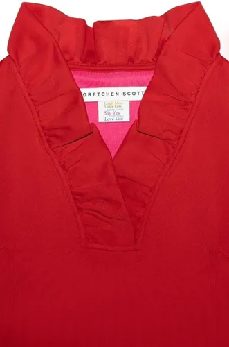 Vista 5 de Gretchen Scott Ruffneck Jersey parte superior- 34sleeve- Rosa